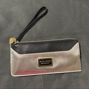 Betsey Johnson Silver & Black Sleek Clutch Wallet